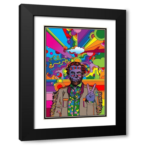 Psychedelic-Abe Black Modern Wood Framed Art Print with Double Matting by Green, Howie