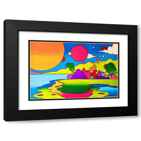 Pop Art Landscape 1216 Black Modern Wood Framed Art Print with Double Matting by Green, Howie