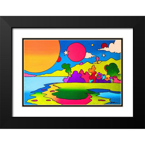 Pop Art Landscape 1216 Black Modern Wood Framed Art Print with Double Matting by Green, Howie