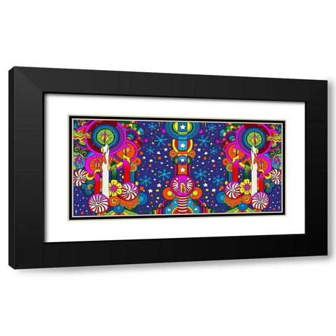 Holiday Candles Panorama Black Modern Wood Framed Art Print with Double Matting by Green, Howie