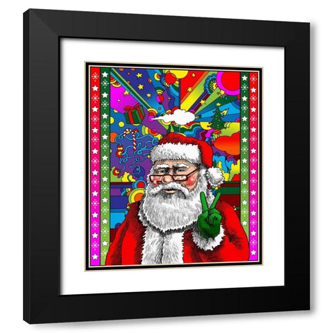 Santa Peace Black Modern Wood Framed Art Print with Double Matting by Green, Howie