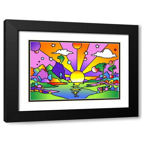 Pop Art Sunrise 1218 Black Modern Wood Framed Art Print with Double Matting by Green, Howie