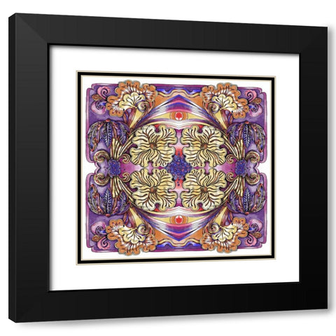 Lotus Flower Kalidescope Black Modern Wood Framed Art Print with Double Matting by Green, Howie