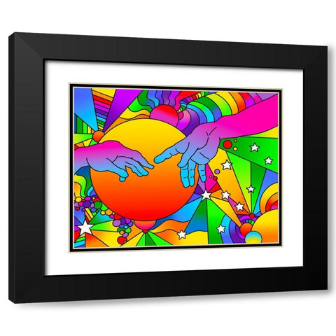 Sistine Hands Black Modern Wood Framed Art Print with Double Matting by Green, Howie