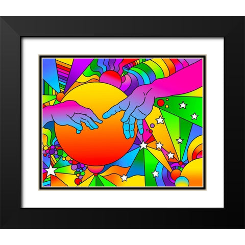 Sistine Hands Black Modern Wood Framed Art Print with Double Matting by Green, Howie