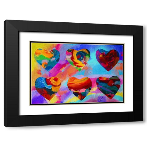 6 hearts Black Modern Wood Framed Art Print with Double Matting by Green, Howie