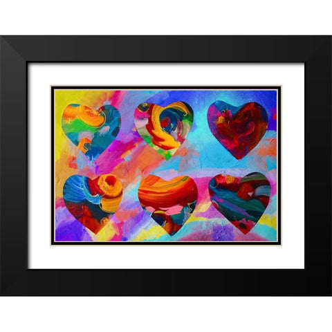 6 hearts Black Modern Wood Framed Art Print with Double Matting by Green, Howie