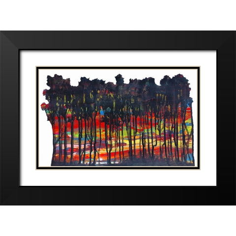 Trees 4 Black Modern Wood Framed Art Print with Double Matting by Green, Howie