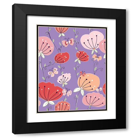 Tulips Black Modern Wood Framed Art Print with Double Matting by HUE and MI and Sangita