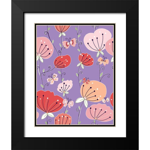 Tulips Black Modern Wood Framed Art Print with Double Matting by HUE and MI and Sangita
