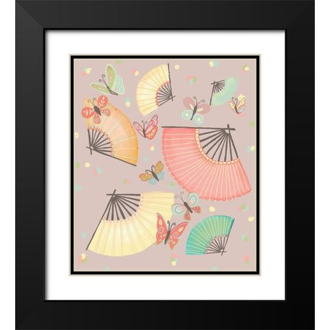 Fan Black Modern Wood Framed Art Print with Double Matting by HUE and MI and Sangita