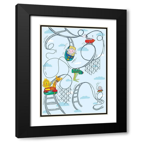 Rollar Coaster Tile Black Modern Wood Framed Art Print with Double Matting by HUE and MI and Sangita