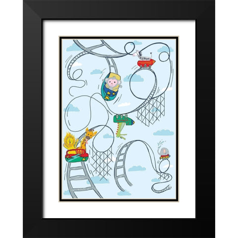 Rollar Coaster Tile Black Modern Wood Framed Art Print with Double Matting by HUE and MI and Sangita