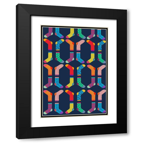 Socks Black Modern Wood Framed Art Print with Double Matting by HUE and MI and Sangita