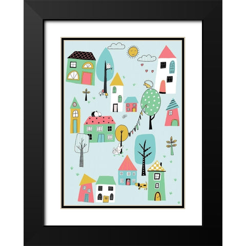 Sunday Afternoon Tile Black Modern Wood Framed Art Print with Double Matting by HUE and MI and Sangita