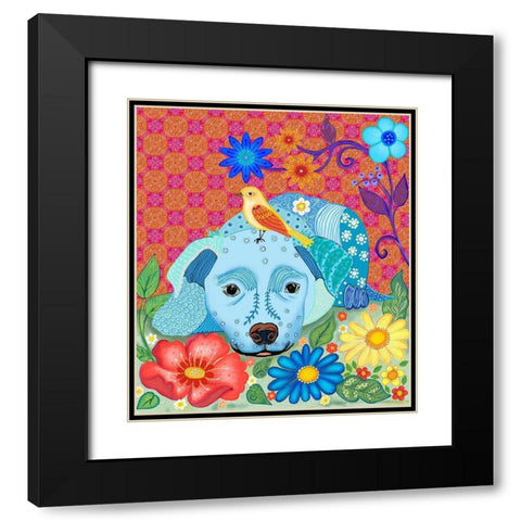 BLUE DOG Black Modern Wood Framed Art Print with Double Matting by HUE and MI and Sangita