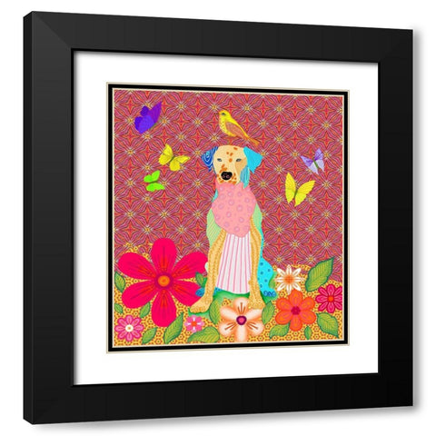 Tall dog Black Modern Wood Framed Art Print with Double Matting by HUE and MI and Sangita