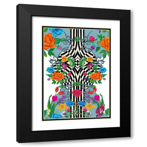 20-64 Decorative Floral Black Modern Wood Framed Art Print with Double Matting by HUE and MI and Sangita