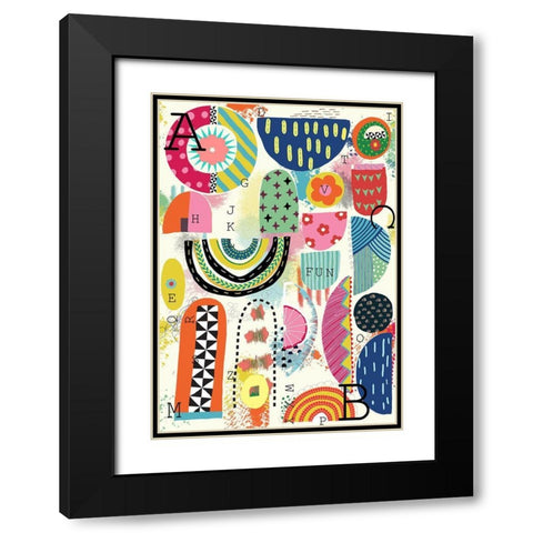 Fun With Letters Black Modern Wood Framed Art Print with Double Matting by HUE and MI and Sangita