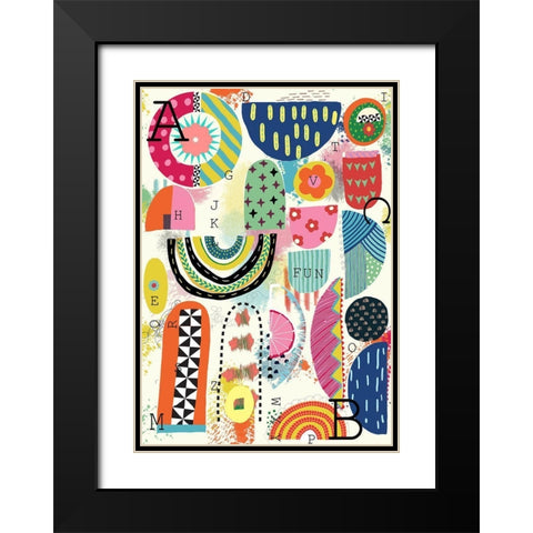 Fun With Letters Black Modern Wood Framed Art Print with Double Matting by HUE and MI and Sangita
