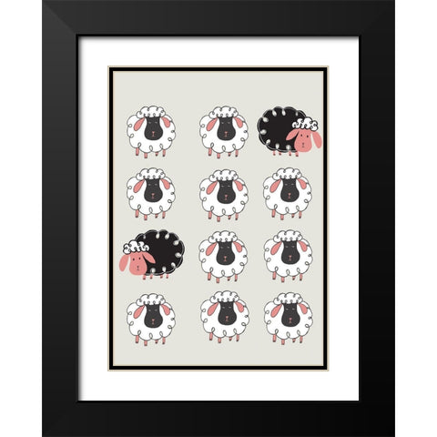 Black Sheep Black Modern Wood Framed Art Print with Double Matting by HUE and MI and Sangita