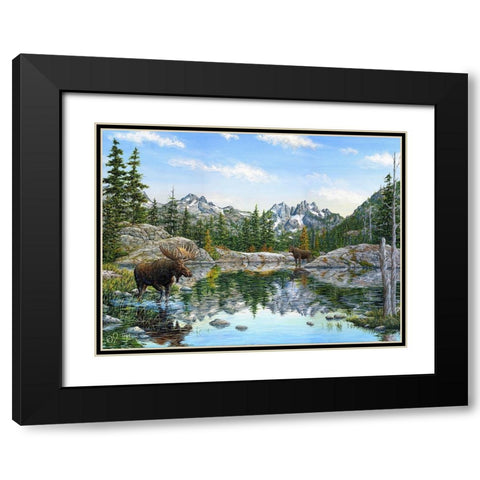 Moose Painting 2 Black Modern Wood Framed Art Print with Double Matting by Tift, Jeff