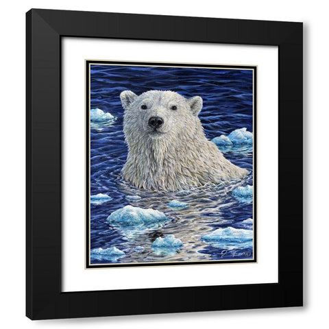 Polar Bear Painting Black Modern Wood Framed Art Print with Double Matting by Tift, Jeff