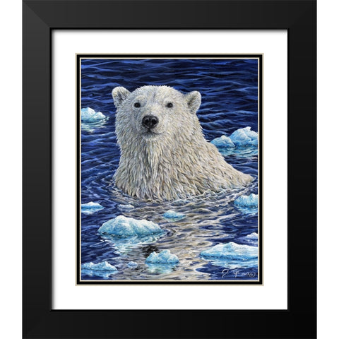 Polar Bear Painting Black Modern Wood Framed Art Print with Double Matting by Tift, Jeff