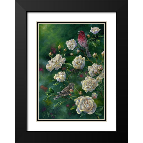 Purple Finch Black Modern Wood Framed Art Print with Double Matting by Tift, Jeff