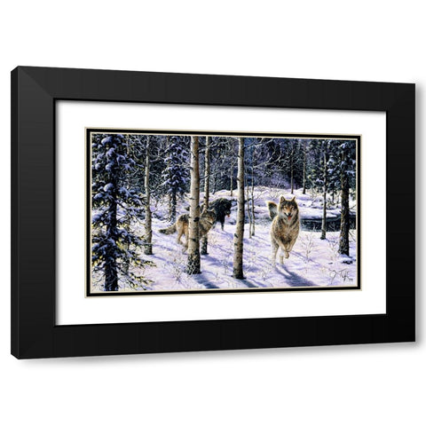 Pursuit Black Modern Wood Framed Art Print with Double Matting by Tift, Jeff