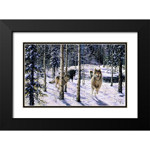 Pursuit Black Modern Wood Framed Art Print with Double Matting by Tift, Jeff