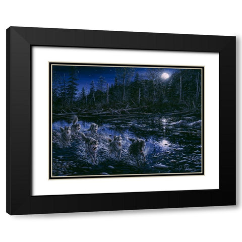 Midnight Pursuit Black Modern Wood Framed Art Print with Double Matting by Tift, Jeff