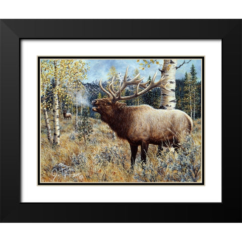 Wapiti Black Modern Wood Framed Art Print with Double Matting by Tift, Jeff