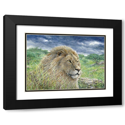Lion Painting Finished 2 Black Modern Wood Framed Art Print with Double Matting by Tift, Jeff