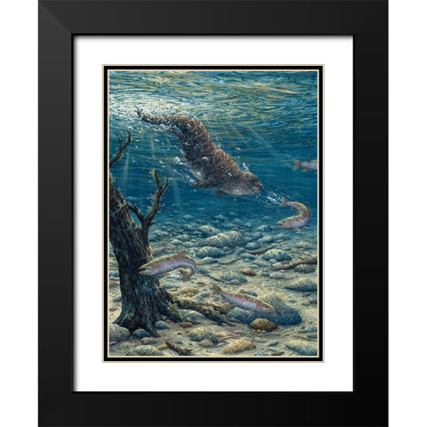 Underwater Pursuit Black Modern Wood Framed Art Print with Double Matting by Tift, Jeff