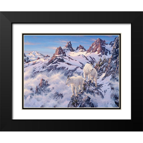Among The Clouds - Mtn. Goat Black Modern Wood Framed Art Print with Double Matting by Tift, Jeff
