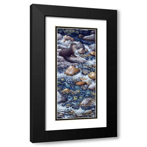 River Otter 2 Black Modern Wood Framed Art Print with Double Matting by Tift, Jeff