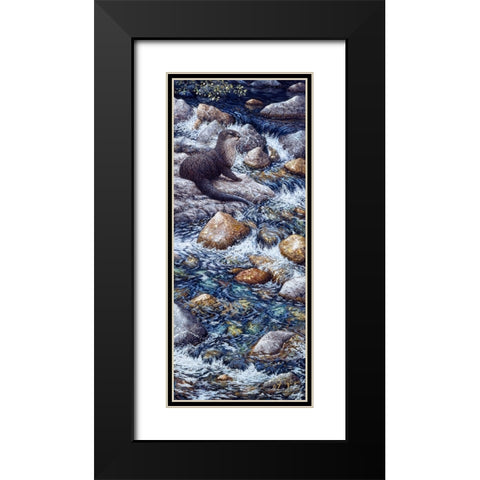 River Otter 2 Black Modern Wood Framed Art Print with Double Matting by Tift, Jeff