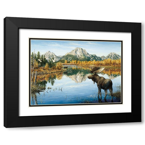 Bull Moose Black Modern Wood Framed Art Print with Double Matting by Tift, Jeff