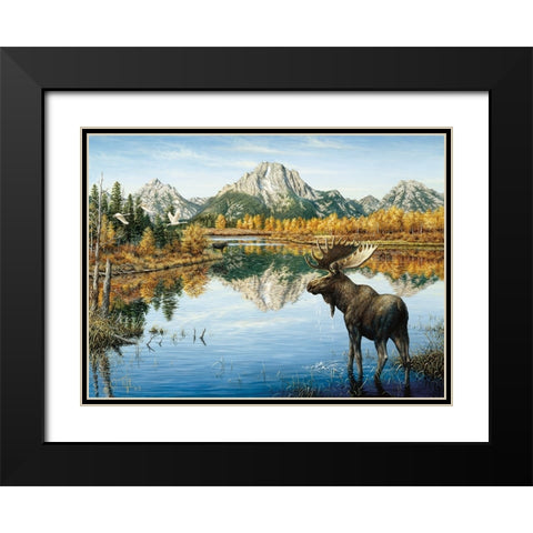 Bull Moose Black Modern Wood Framed Art Print with Double Matting by Tift, Jeff