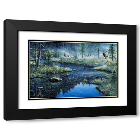 Misty Morning Black Modern Wood Framed Art Print with Double Matting by Tift, Jeff