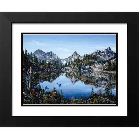 Gem Lake Black Modern Wood Framed Art Print with Double Matting by Tift, Jeff
