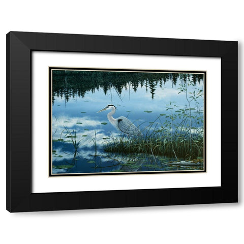 Blue Reflections Black Modern Wood Framed Art Print with Double Matting by Tift, Jeff