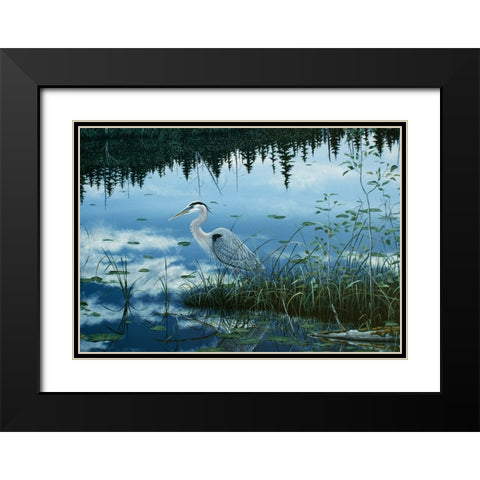 Blue Reflections Black Modern Wood Framed Art Print with Double Matting by Tift, Jeff