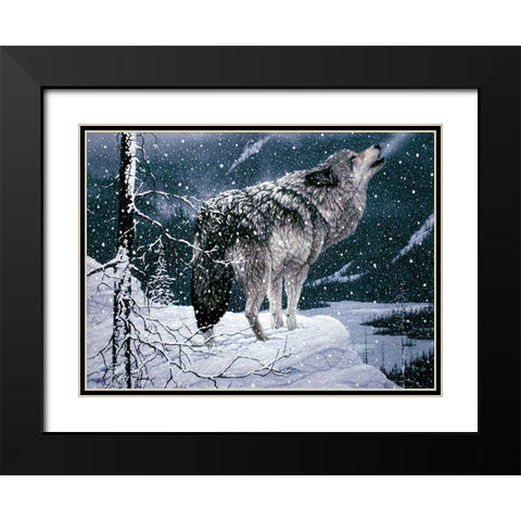 Lone Wolf Black Modern Wood Framed Art Print with Double Matting by Tift, Jeff