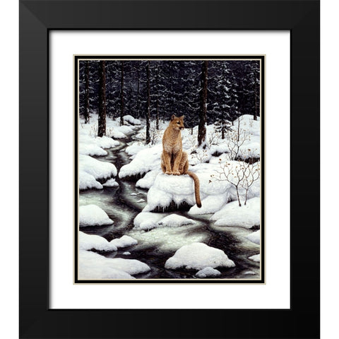 Cougar Black Modern Wood Framed Art Print with Double Matting by Tift, Jeff