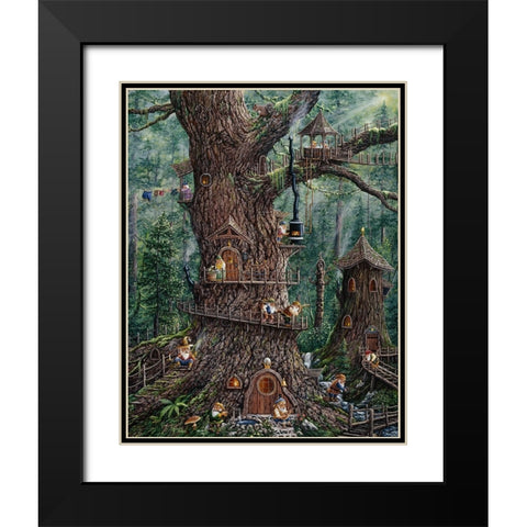 Gnomes Sweet Home Black Modern Wood Framed Art Print with Double Matting by Tift, Jeff
