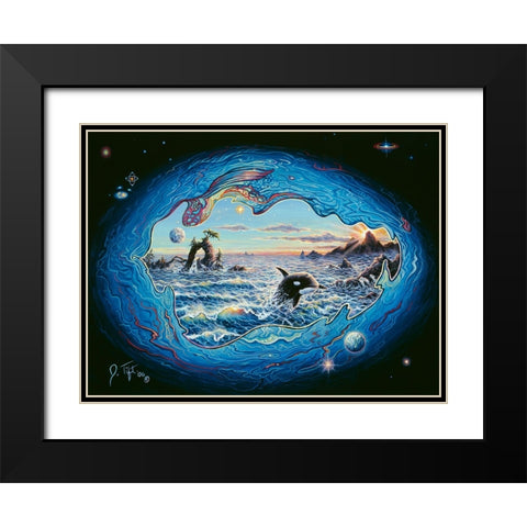 Whales Black Modern Wood Framed Art Print with Double Matting by Tift, Jeff