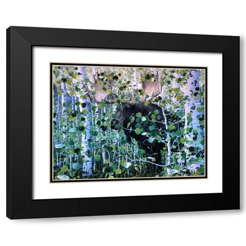 Moose Black Modern Wood Framed Art Print with Double Matting by Tift, Jeff