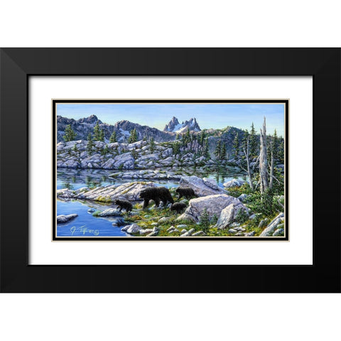 Black Bear Black Modern Wood Framed Art Print with Double Matting by Tift, Jeff